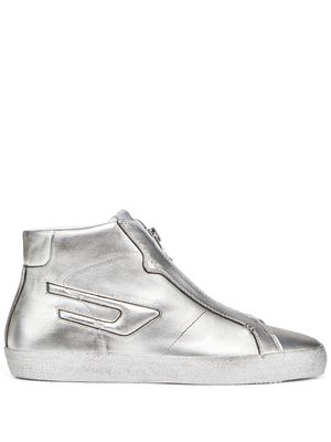 Diesel metallic zip-up sneakers - Silver