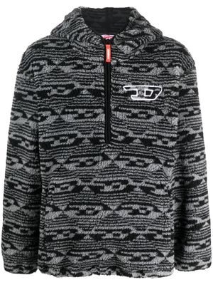 Diesel monogram-pattern hooded fleece - Black