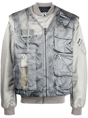 Diesel multiple-pocket bomber jacket - Grey