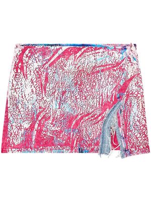 Diesel O-Hopla frayed abstract-print skirt - Red