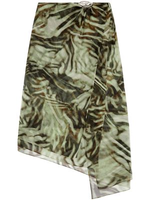 Diesel O-Stent abstract-print skirt - Green