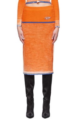 Diesel Orange M-Arilou Midi Skirt