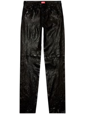 Diesel P-Macs-Lth straight-leg leather trousers - Black