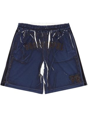 Diesel P-Rowy slogan-embroidered cotton shorts - Blue