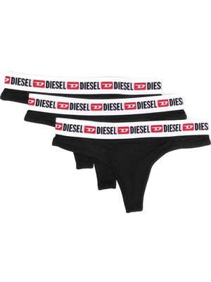 Diesel pack-of-three logo-waistband thongs - Black