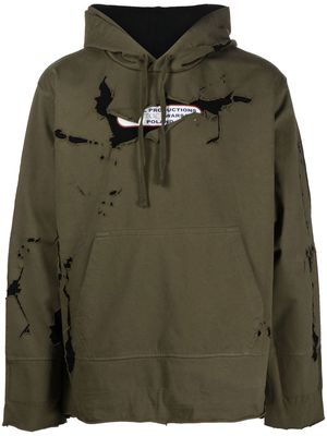Diesel paint-splatter cotton hoodie - Green