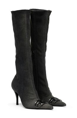 DIESEL Pointed Toe Knee High Boots in Black