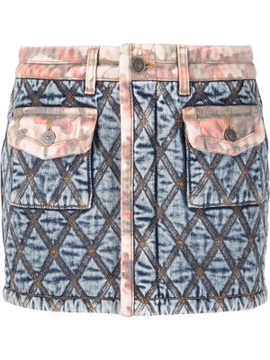 Diesel quilted denim mini skirt - Blue