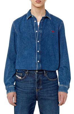 DIESEL® D-Simply Denim Button-Up Shirt in Blue Denim