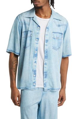 DIESEL® Mac Print Denim Camp Shirt in Blue Denim