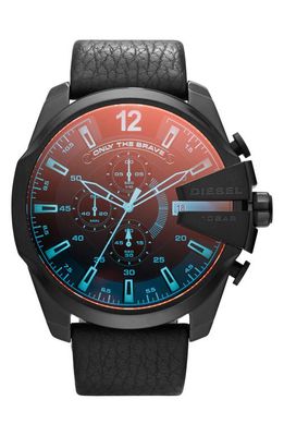 DIESEL® 'Mega Chief' Chronograph Leather Strap Watch