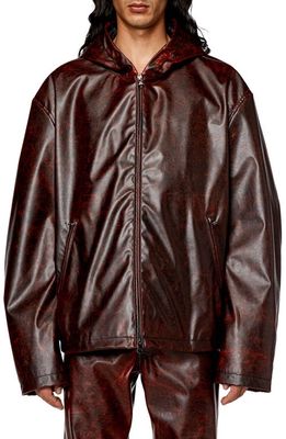 DIESEL Ram Hooded Faux Leather Jacket in Red