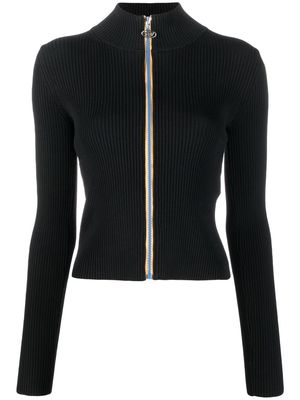 Diesel rib-knit zip-up cardigan - Black