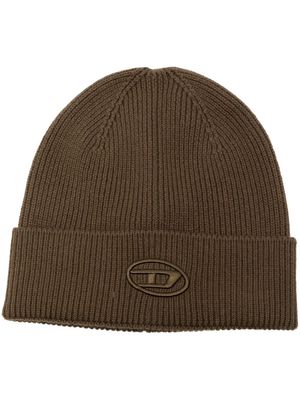 Diesel ribbed embroidered-logo beanie - Green