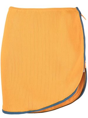 Diesel ribbed-knit asymmetric mini skirt - Orange