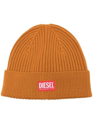Diesel ribbed logo beanie - Orange