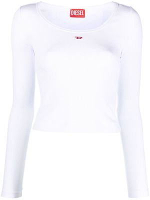 Diesel ribbed logo-patch top - White