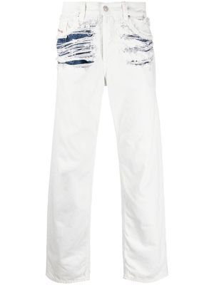Diesel ripped layered straight-leg jeans - White