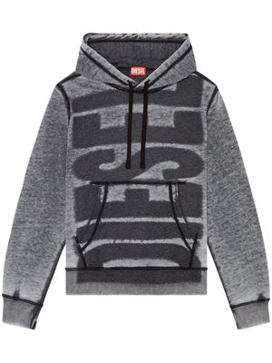 Diesel S-Ginn-Hood-L1 burn-out hoodie - Grey