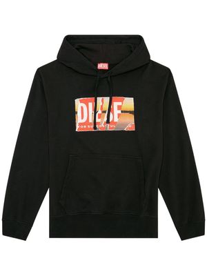 Diesel S-Macs pell-off logo drawstring hoodie - Black