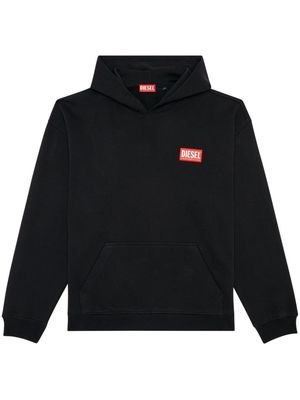 Diesel S-NLabel-Hood-L1 cotton hoodie - Black