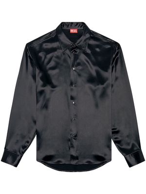 Diesel S-Ricco logo-embroidered satin shirt - Black