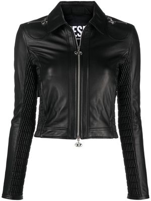 Diesel Saskia cropped smock biker jacket - Black