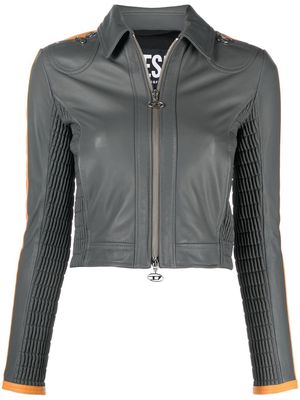 Diesel Saskia cropped smock biker jacket - Grey