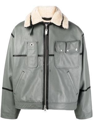 Diesel shearling-collar aviator jacket - Grey