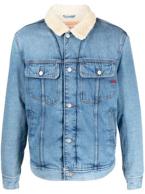 Diesel shearling-collar denim jacket - Blue