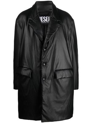 DIESEL single-breasted faux-leather coat - Black