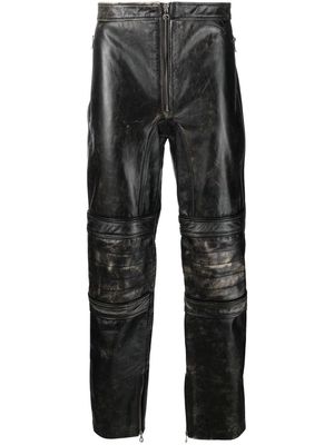 Diesel slim-cut leather trousers - Black