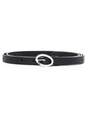 Diesel slim debossed-logo leather belt - Black