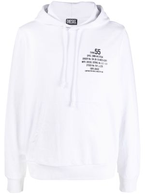 Diesel slogan-print cotton-blend hoodie - White