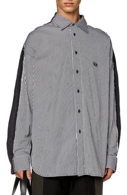DIESEL Stripe Button-Up Shirt in Black
