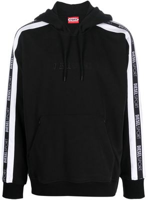 Diesel stripe-detail hoodie - Black