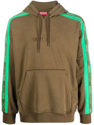 Diesel stripe-detail hoodie - Green