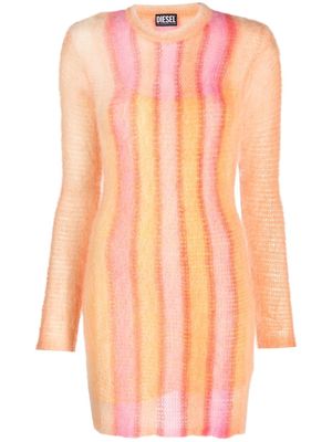 Diesel striped-knit bodycon dress - Orange