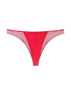 Diesel striped logo-patch bikini bottoms - Red