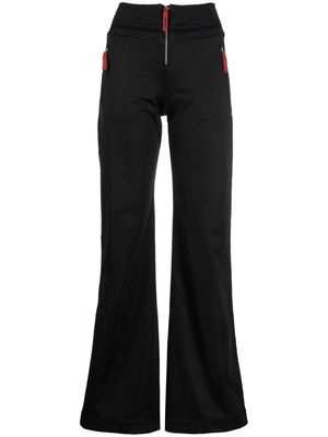DIESEL striped-waistband flared trousers - Black