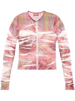 Diesel T-Ami floral-print mesh top - Pink