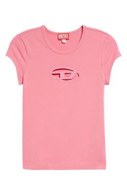 DIESEL T-Angie Embroidered Logo Cutout T-Shirt in Rose