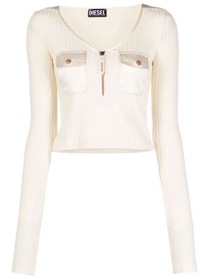 Diesel T-Bordie ribbed cropped top - Neutrals