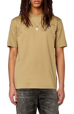 DIESEL T-Just-Doval-PJ Logo Patch T-Shirt in Tan/Brown