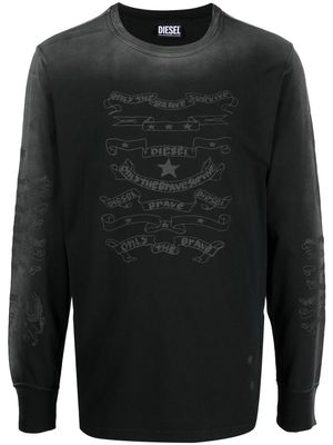 Diesel T-JUST-LS-E3 tie-dye T-shirt - Black