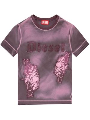 Diesel T-Uncut appliqué faded T-shirt - Pink