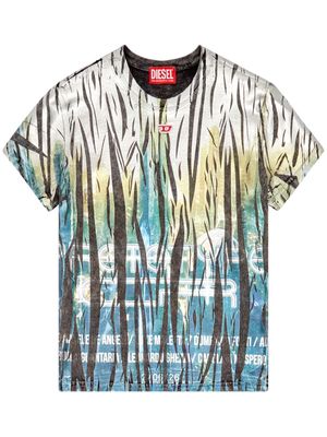 Diesel T-Uncutie-Long-Foil zebra-print T-shirt - Blue