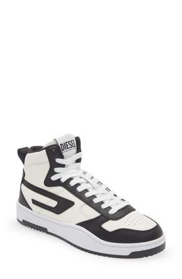 DIESEL Ukiyo Mid Sneaker in White/Black Multi