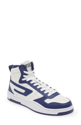 DIESEL Ukiyo Mid Sneaker in White/Blue Multi