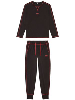 Diesel Umset-Willong logo-print pyjama set - Black